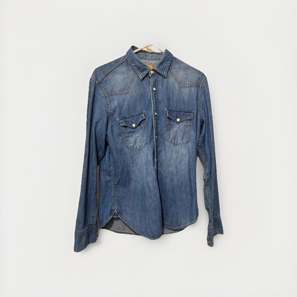 Journal Standard Men Denim Shirt Pearl Snap Long Sleeve M